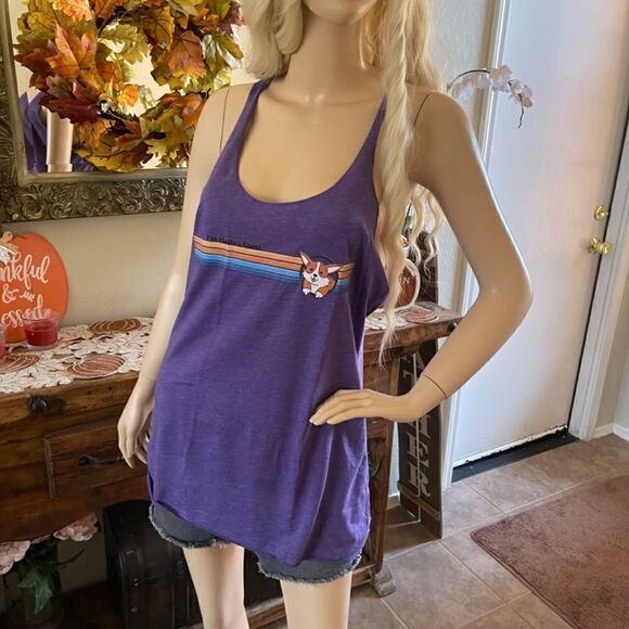 FIFTH SUN I’m Really A Corgi Racerback Tank in Purple Size XL NEW - Picture 5 of 9